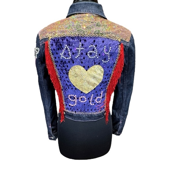 Polo Ralph Lauren Jackets & Blazers - Vintage Polo Jeans Co “Stay Gold” Embellished Cropped Denim Jacket Size S
